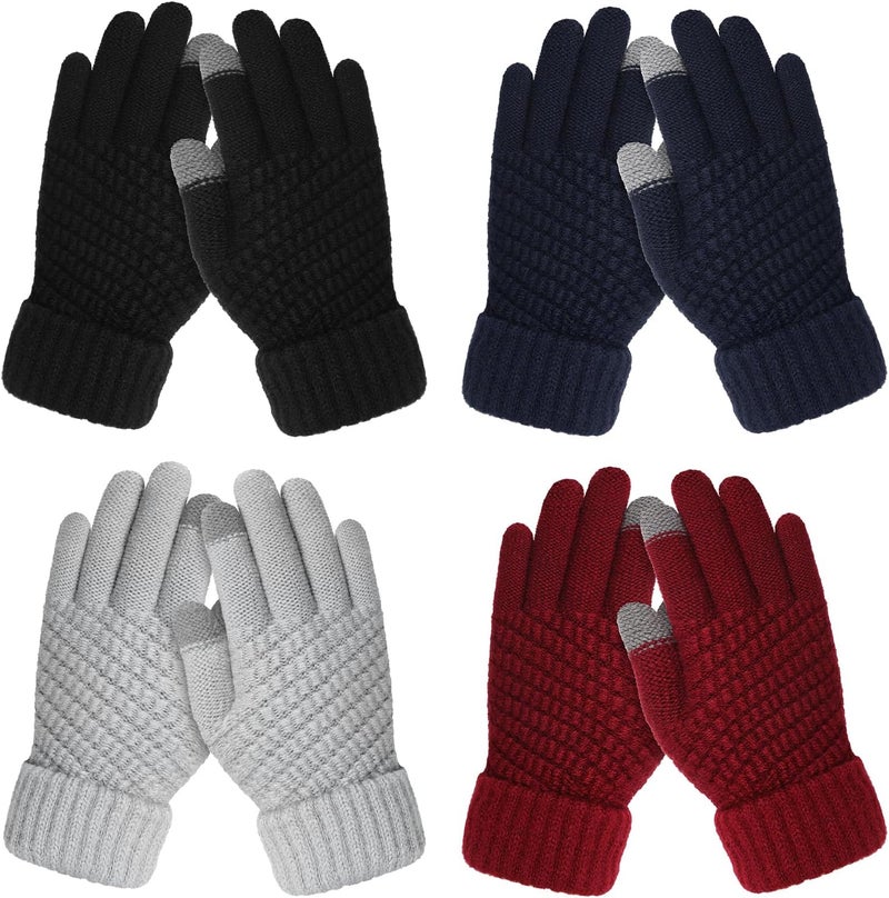 Clothclose 4 Pairs Kids Winter Gloves for Boys Girls, Warm Winter Glove for Kids, Knit Toddler Kid Gloves, Soft Kid Mittens - Image 1